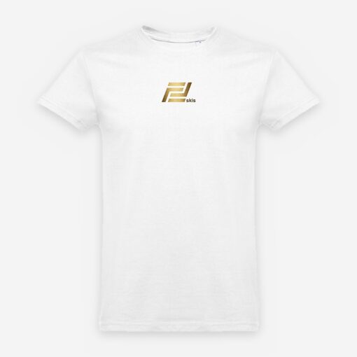 White FF Skis T-shirt FIS Rollerski World Cup 2026 with gold logo White FF Skis T-shirt FIS Rollerski World Cup 2026 with gold logo