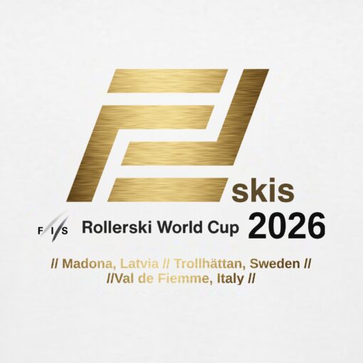 White FF Skis T-shirt FIS Rollerski World Cup 2026 with gold logo White FF Skis T-shirt FIS Rollerski World Cup 2026 with gold logo