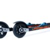 Pair of FF 360 Flow Skate roller skis with Salomon bindings, highlighting the recyclable black plastic wheels.