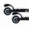Two black Flow Frame 660 roller ski frames with wheels, seen from above on a clean white background. Essential for nordic ski