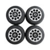 Close-up of FF V Pro track wheels, designed for stability and performance on roller ski tracks