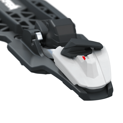 Front view of a Rottefella rollerski binding demonstrating the lock position for secure attachment